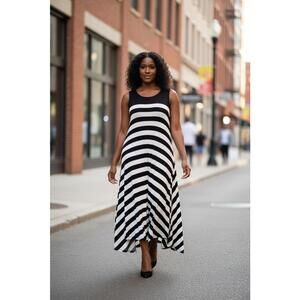 Vince Camuto Black and White Striped Maxi Dress